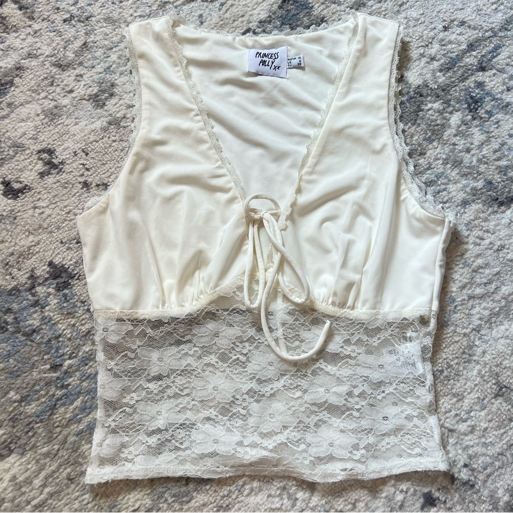 Princess Polly White Lace Tank Top